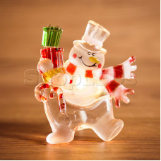 Фигура светодиодная на присоске "Снеговик с подарком", RGB